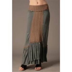 Free People Vintage Y2K Beaded Peasant Maxi Skirt Size 4 Boho Cottagecore